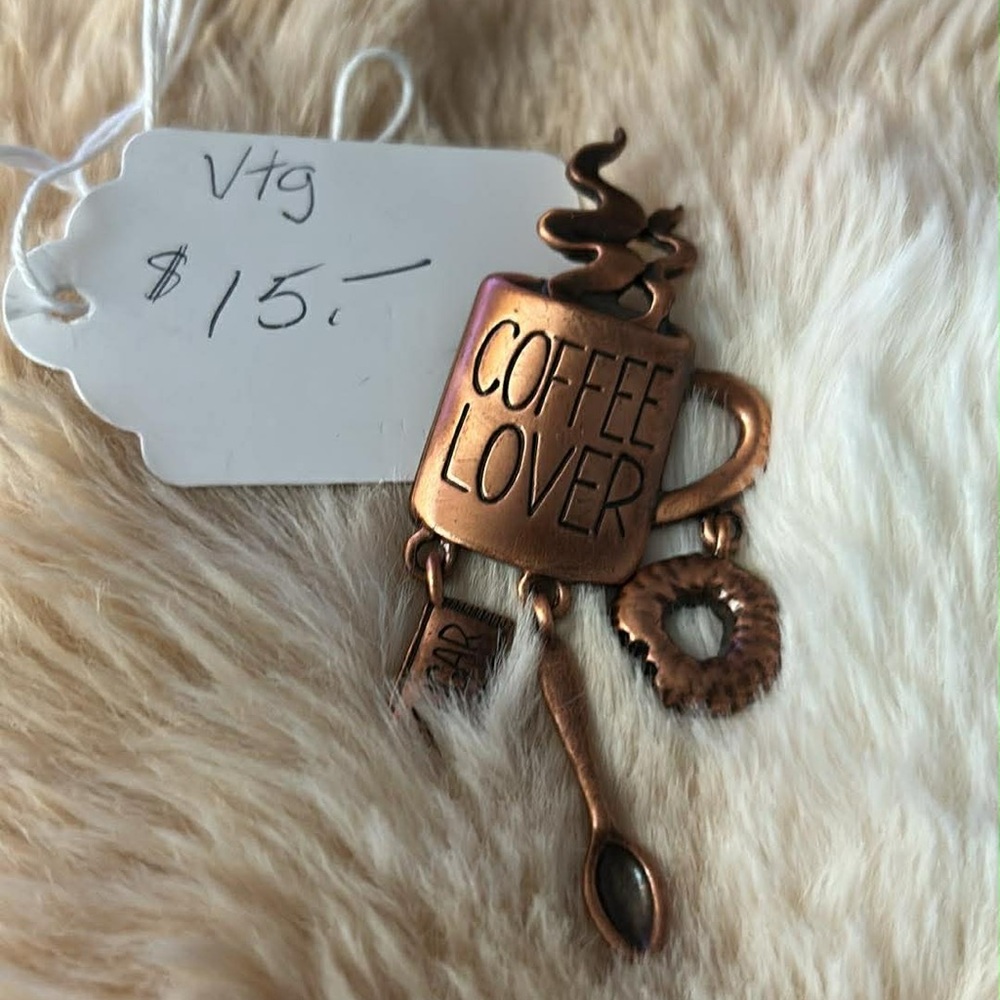 Vintage Coffee Lover Brooch 3”